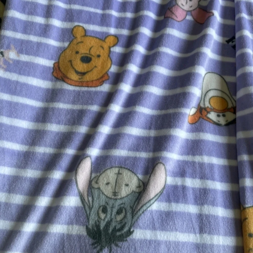 Disney Winnie The Pooh Size Large Purple Striped Pajama Pants Very Soft - Picture 11 of 11